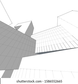 architecture geometric background 3d vector illustration