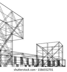 architecture geometric background 3d vector illustration