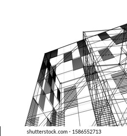 architecture geometric background 3d vector illustration