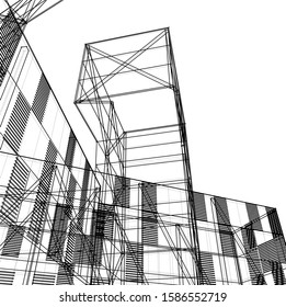 architecture geometric background 3d vector illustration