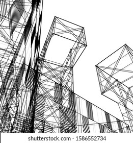 architecture geometric background 3d vector illustration