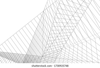 architecture geometric background, abstract linear 3d