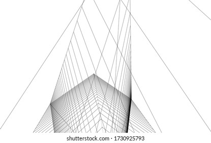 architecture geometric background, abstract linear 3d