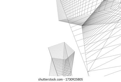 architecture geometric background, abstract linear 3d