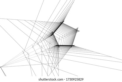 architecture geometric background, abstract linear 3d