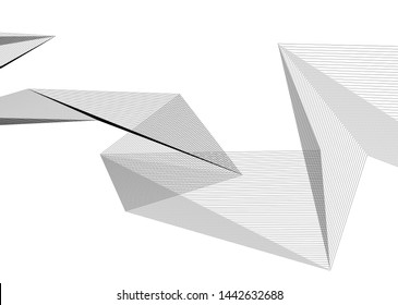 architecture geometric background, abstract lines 3d