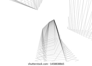 architecture geometric background, abstract lines 3d