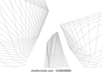 architecture geometric background, abstract lines 3d