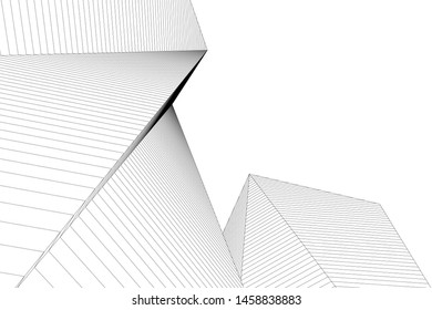 architecture geometric background, abstract lines 3d