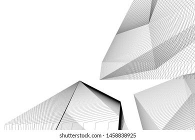 architecture geometric background, abstract lines 3d