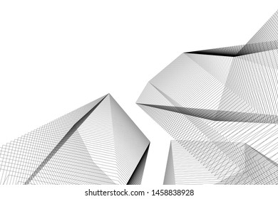 architecture geometric background, abstract lines 3d