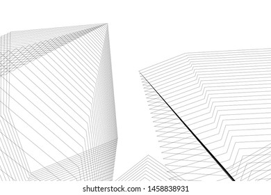 architecture geometric background, abstract lines 3d