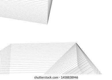 architecture geometric background, abstract lines 3d