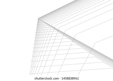 architecture geometric background, abstract lines 3d