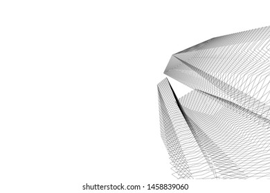 architecture geometric background, abstract lines 3d