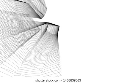 architecture geometric background, abstract lines 3d