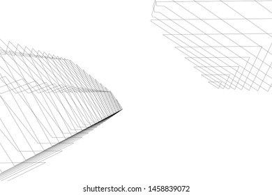 architecture geometric background, abstract lines 3d