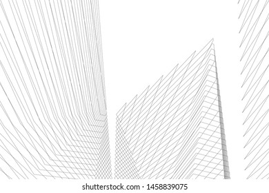 architecture geometric background, abstract lines 3d