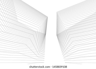 architecture geometric background, abstract lines 3d