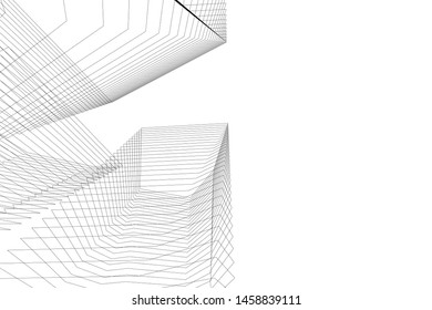 architecture geometric background, abstract lines 3d