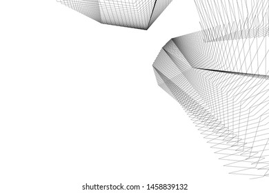 architecture geometric background, abstract lines 3d