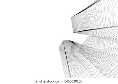 architecture geometric background, abstract lines 3d