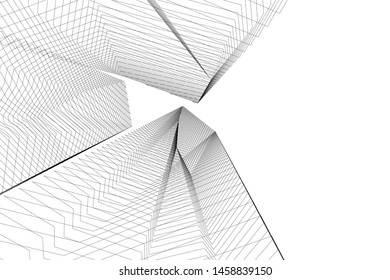 architecture geometric background, abstract lines 3d