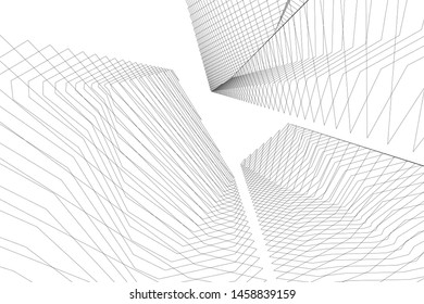 architecture geometric background, abstract lines 3d