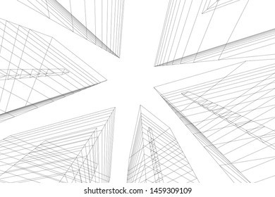 architecture geometric background, abstract lines 3d