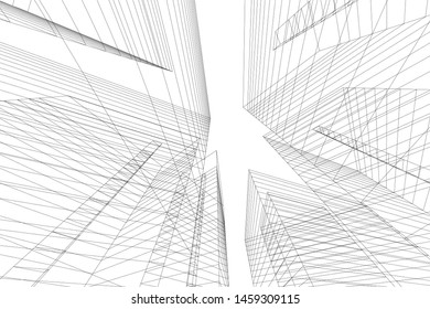 architecture geometric background, abstract lines 3d