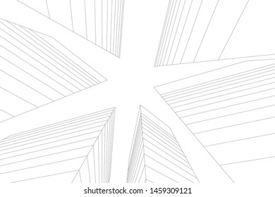 architecture geometric background, abstract lines 3d
