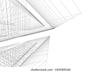 architecture geometric background, abstract lines 3d