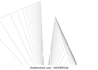 architecture geometric background, abstract lines 3d