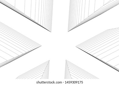 architecture geometric background, abstract lines 3d
