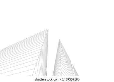 architecture geometric background, abstract lines 3d