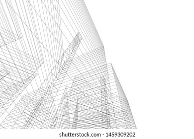 architecture geometric background, abstract lines 3d
