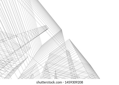 architecture geometric background, abstract lines 3d