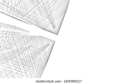 architecture geometric background, abstract lines 3d