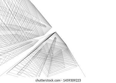 architecture geometric background, abstract lines 3d