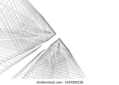 architecture geometric background, abstract lines 3d