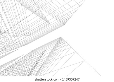 architecture geometric background, abstract lines 3d