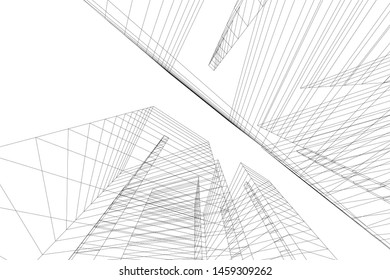 architecture geometric background, abstract lines 3d