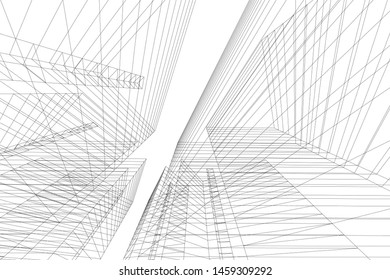 architecture geometric background, abstract lines 3d