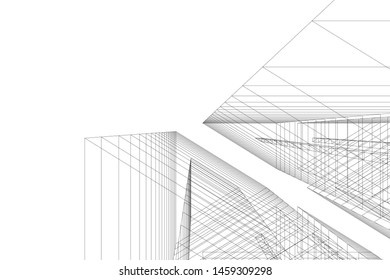 architecture geometric background, abstract lines 3d