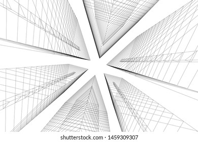 architecture geometric background, abstract lines 3d