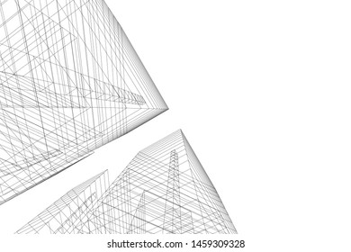 architecture geometric background, abstract lines 3d