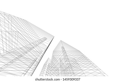 architecture geometric background, abstract lines 3d