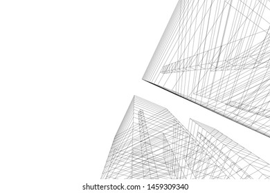 architecture geometric background, abstract lines 3d