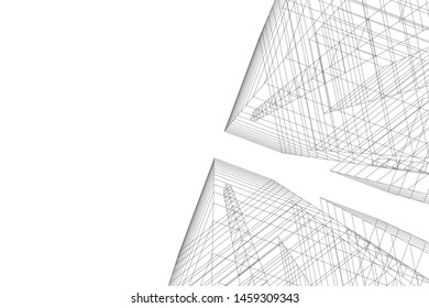 architecture geometric background, abstract lines 3d