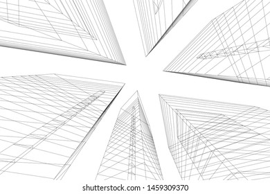 architecture geometric background, abstract lines 3d
